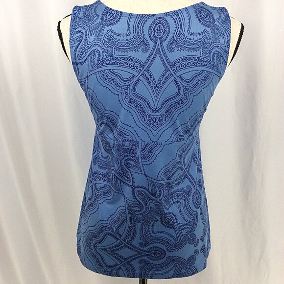 Patagonia Bandha Tank Top Womens Size Medium Blue Ruched Empire Scoop Neck - Picture 3 of 7